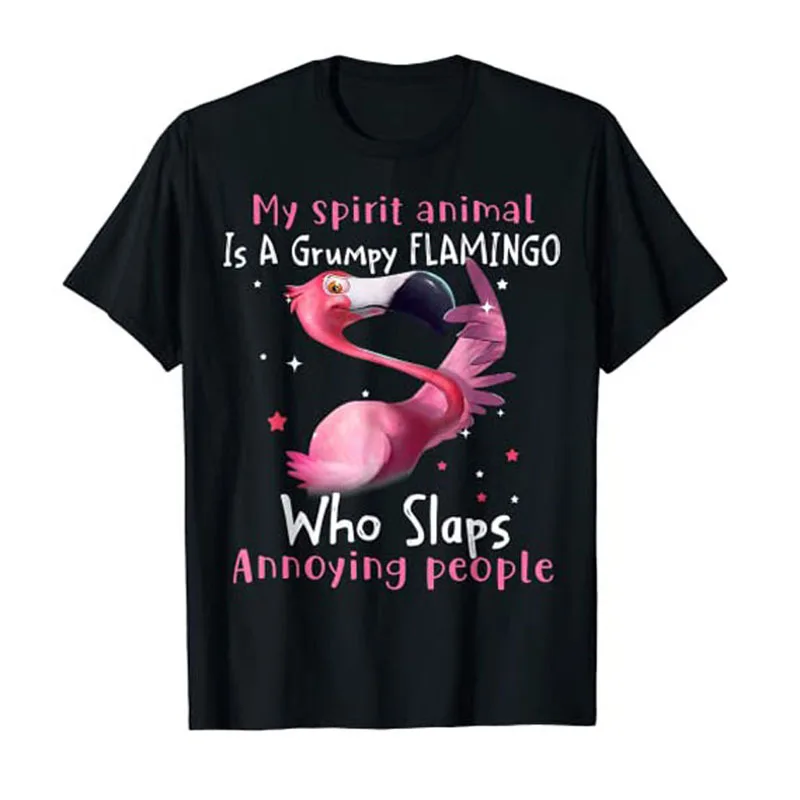 

Flamingo-Lover Aesthetic Clothes My Spirit Animal Is Grumpy Flamingo T-Shirt Graphic Tee Tops Sayings Quote Apparel
