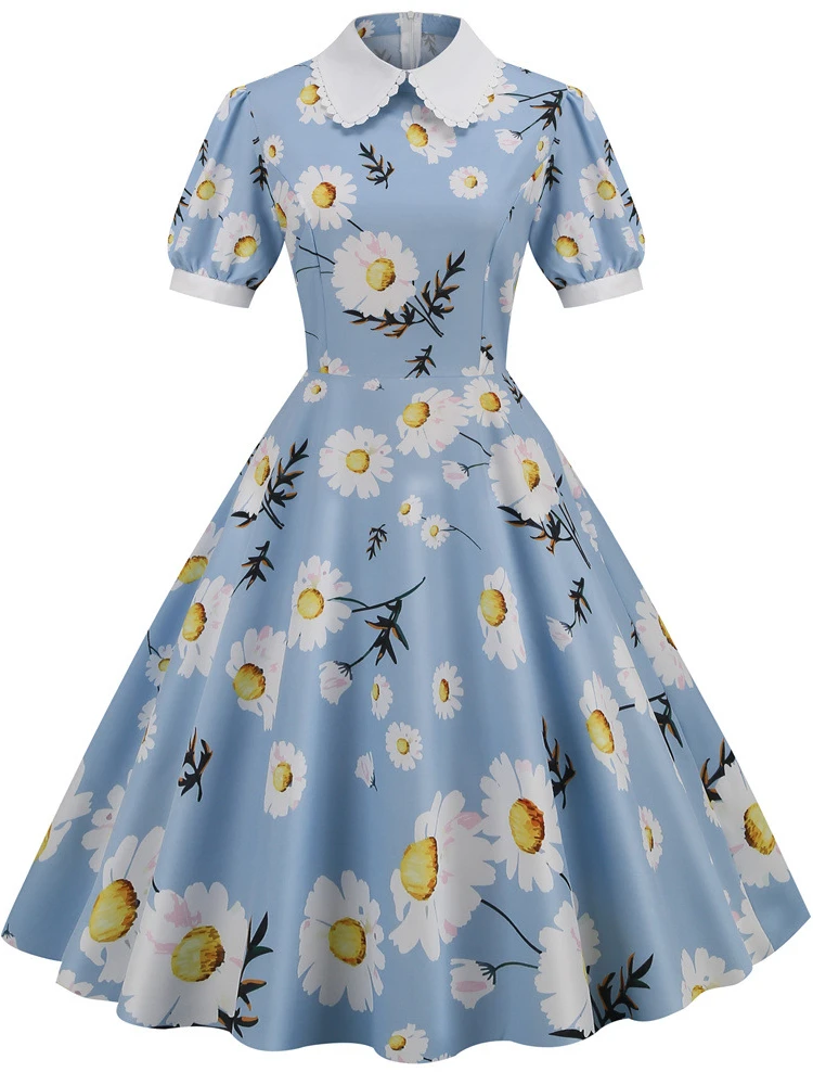 2024 New Retro Women Dress Floral Print Peter Pan Collar Elegant Party Dress Vintage Puff Short Sleeve Pin Up 50s Party Sundress
2024 New Retro Women Dress Floral Print Peter Pan Collar Elegant Party Dress Vintage Puff Short Sleeve Pin Up 50s Party Sundress