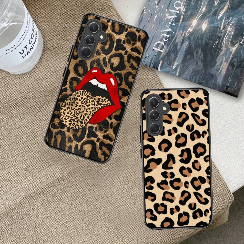 

Fashion Leopards Prints Phone Case For Samsung Galaxy S23 S22 S21 S20 Plus Ultra M54 Note20 Soft Black Phone Cover