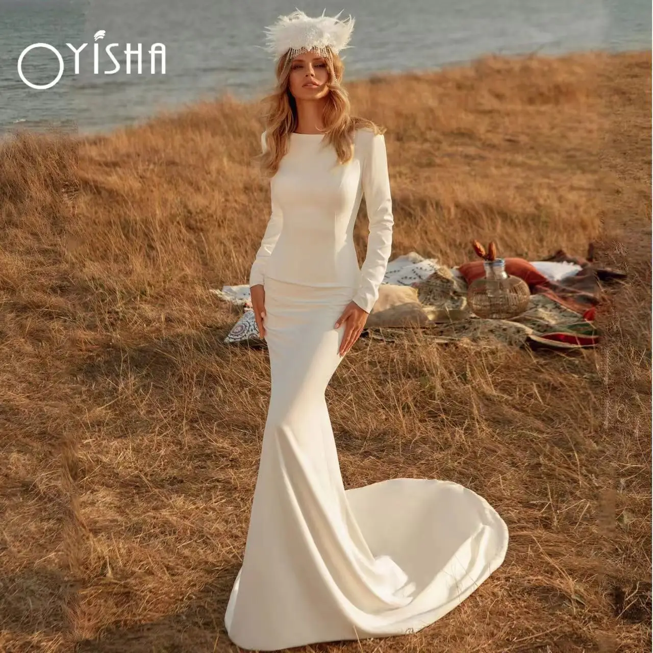 OYISHA Simple Long Sleeve Mermaid Wedding Dresses 2023 Backless Sweep Elegant Satin Sweep Train Bridal Gowns For Women De Marié
OYISHA Simple Long Sleeve Mermaid Wedding Dresses 2023 Backless Sweep Elegant Satin Sweep Train Bridal Gowns For Women De Marié
