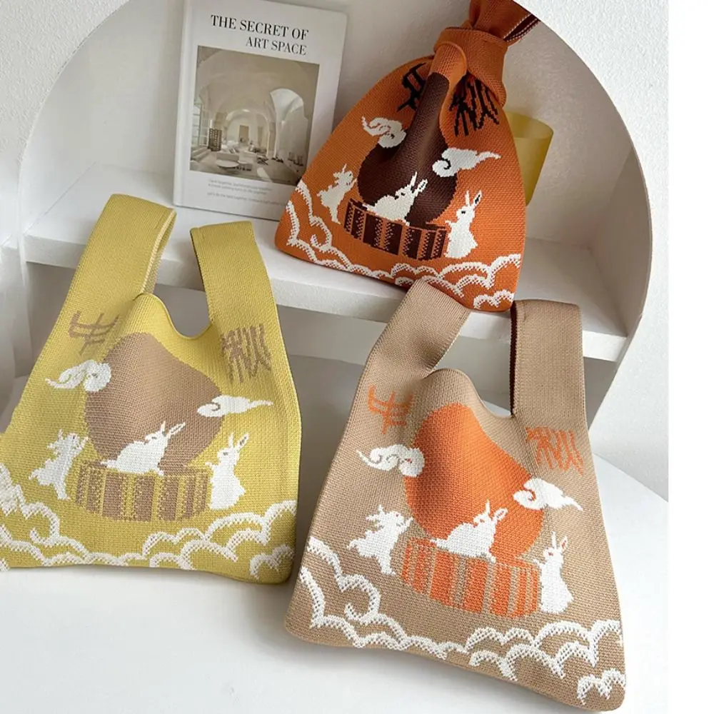 Cute Knit Handbag Fashion High-capacity Moon Rabbit Tote Bag Cartoon Knit Knot Wrist Bag Mid- Autumn Festival
Cute Knit Handbag Fashion High-capacity Moon Rabbit Tote Bag Cartoon Knit Knot Wrist Bag Mid- Autumn Festival