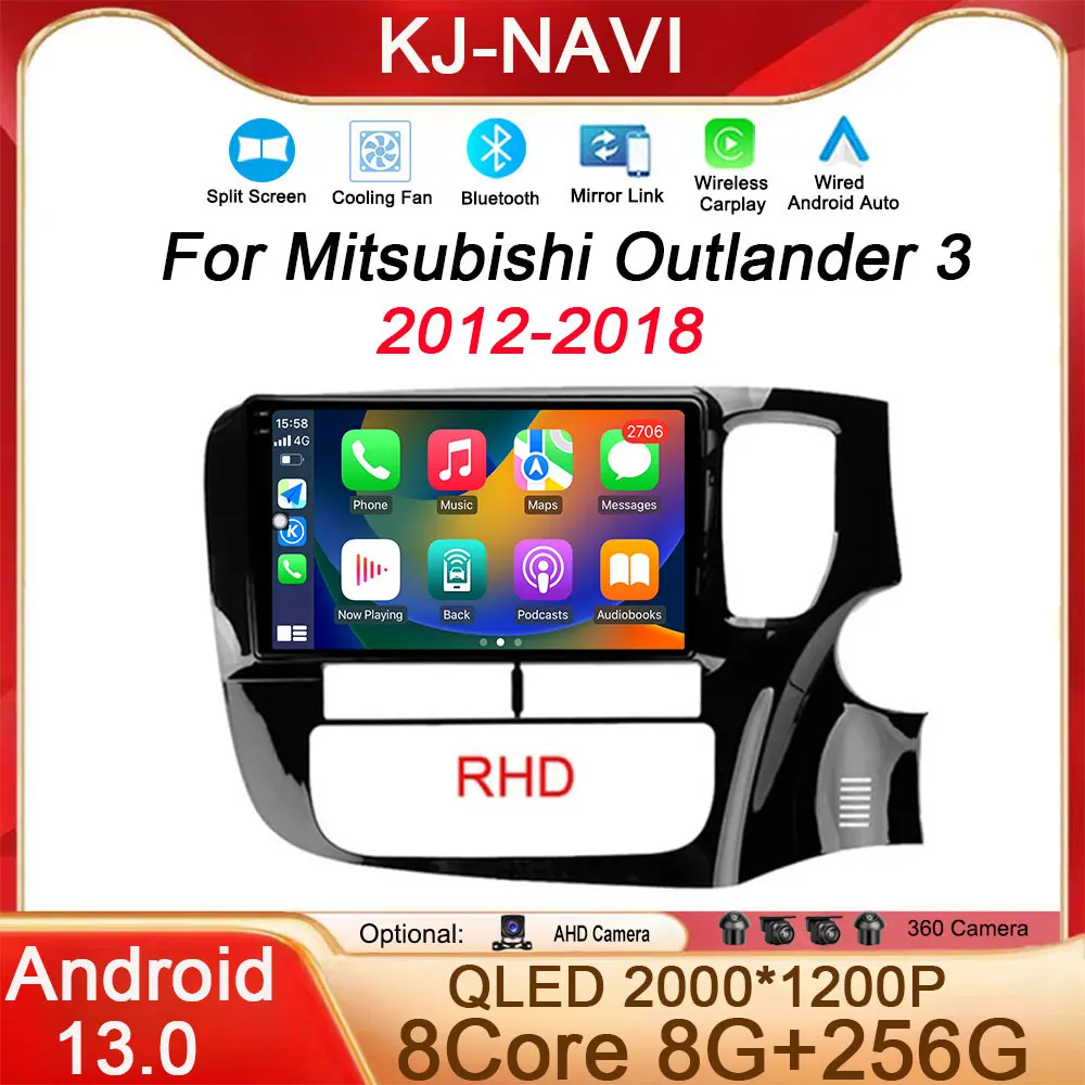 

Для Mitsubishi Outlander 3 2012-2018 RHD Android 13 Автомобильный мультимедийный плеер Радио Видео Стерео Аудио головное устройство Carplay колонки