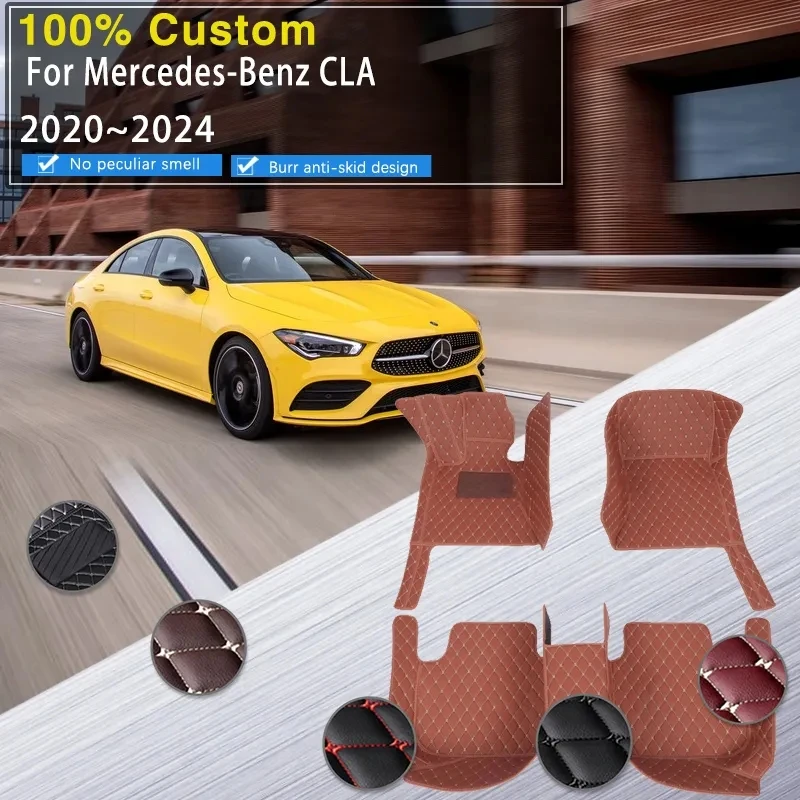 

Автомобильные кожаные коврики для Mercedes-Benz CLA C118 2020 2021 2022 2023 2024, водонепроницаемые накладки, напольные ковры, автомобильные аксессуары