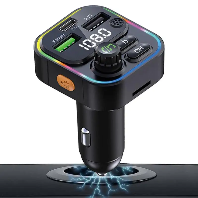 

Car Lighter Charger Support USB Drive FM Transmitter For Hands-Free Calling Automobile Chargers For Laptops Earphones Mobile