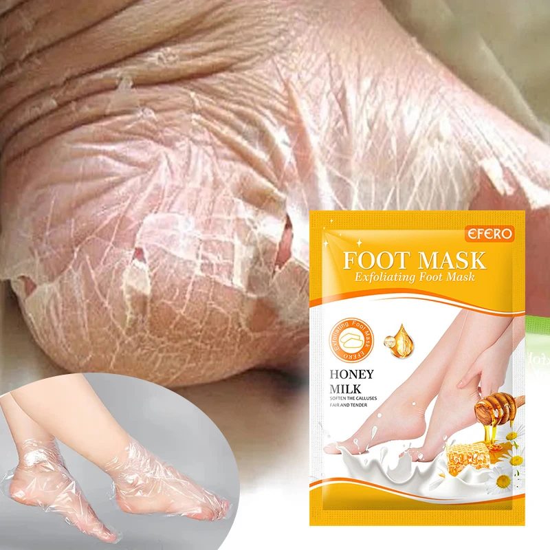 

Exfoliating Foot Mask Spa Pedicure Socks Heel Peeling Dead Skin Remover Anti Drying Cracking Feet Moisturizing Honey Milk Mask