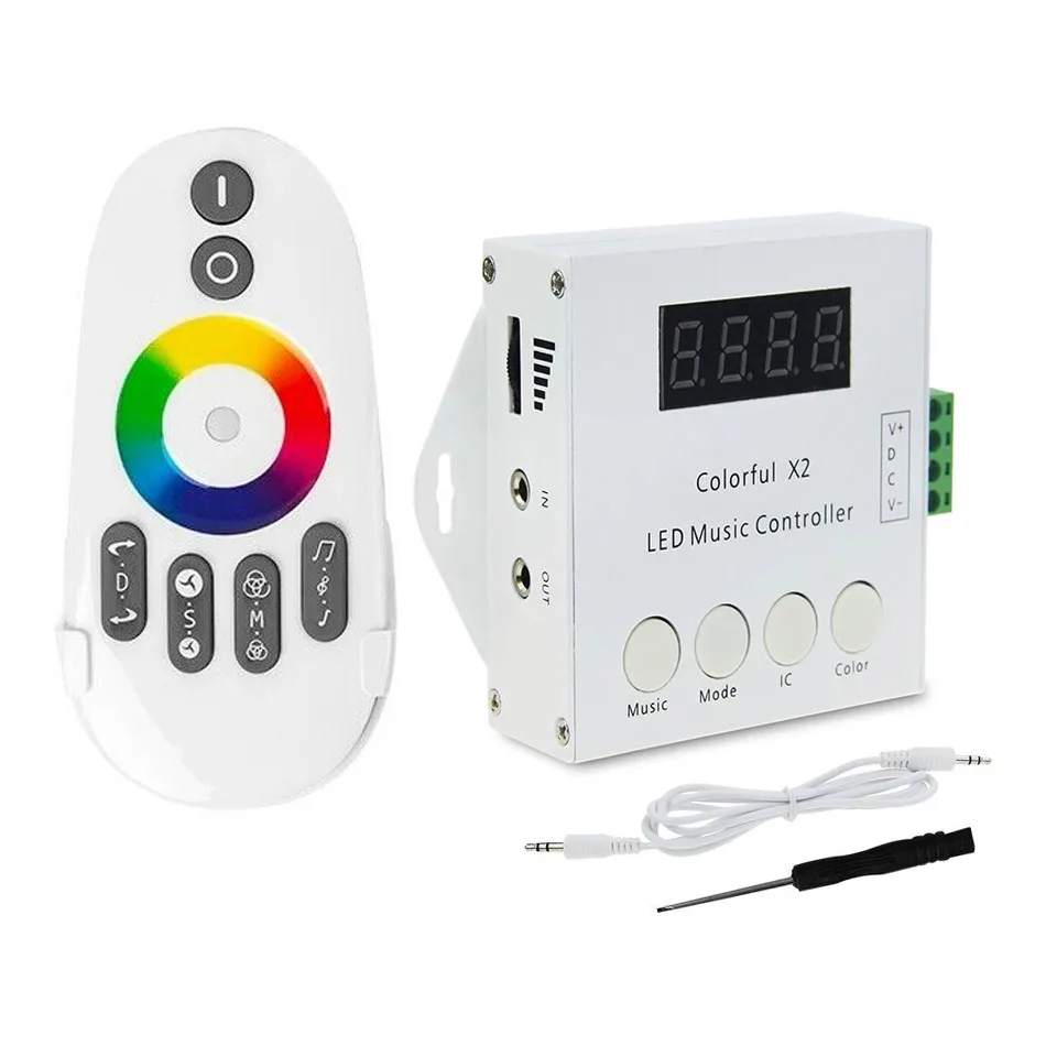 

Colorful X2 LED Music Controller DC5V-24V Colorful Controller RF Touch Remote WS2812B WS2811/WS2813/USC1903 LED Strip