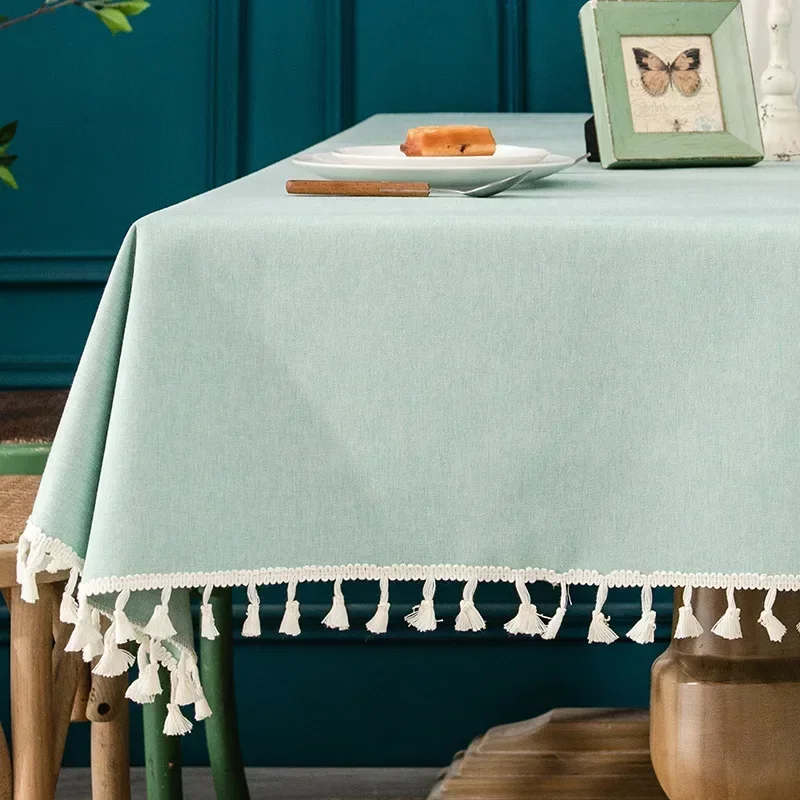 

Modern Simple Plaid Tablecloth Pastoral Cotton Linen Dining Table Tablecloth Lace Dustproof Cover Towel Tea Cloth Table Runner