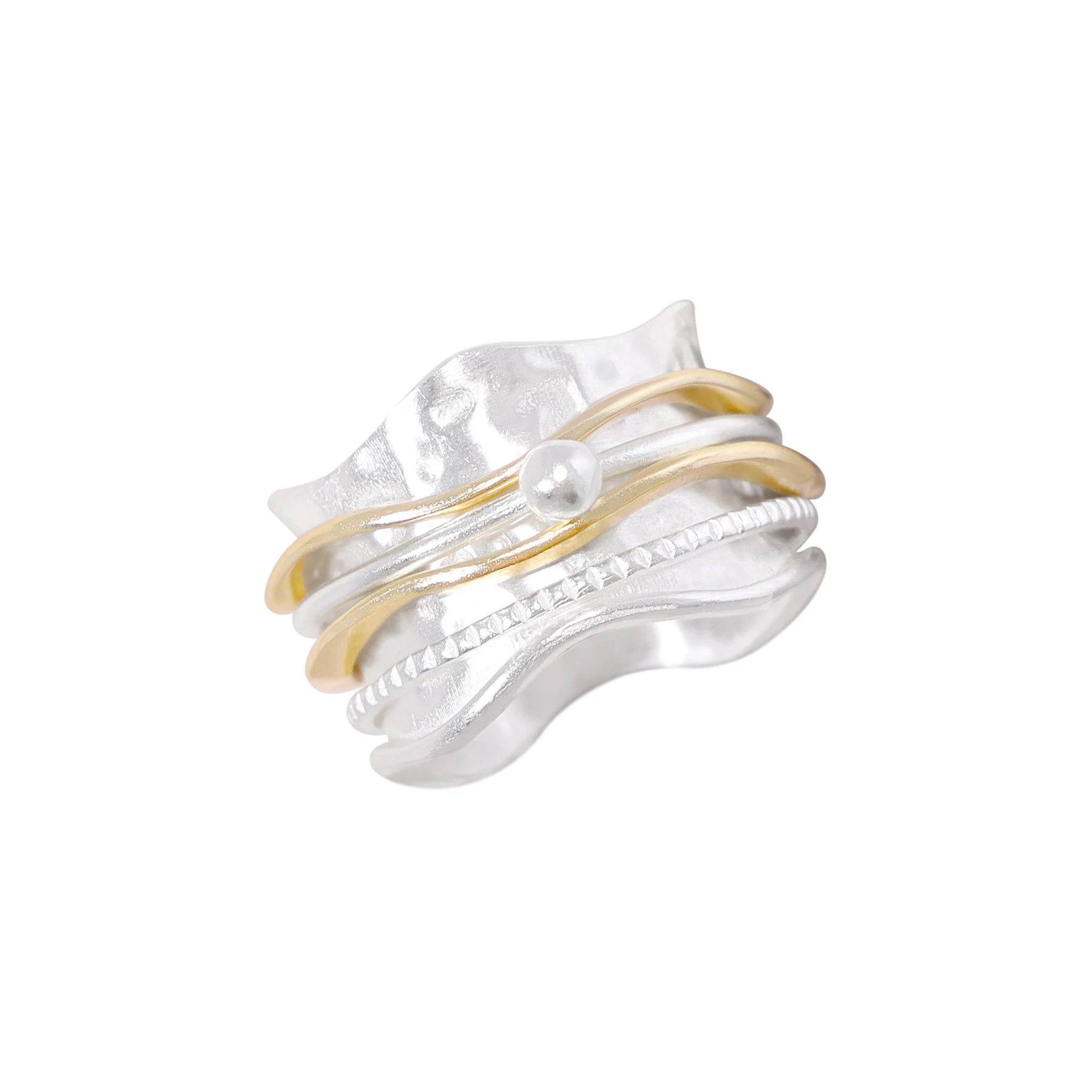 

Handmade Two-Tone Wave Spinner Ring Fashion Spinner Ring for Women