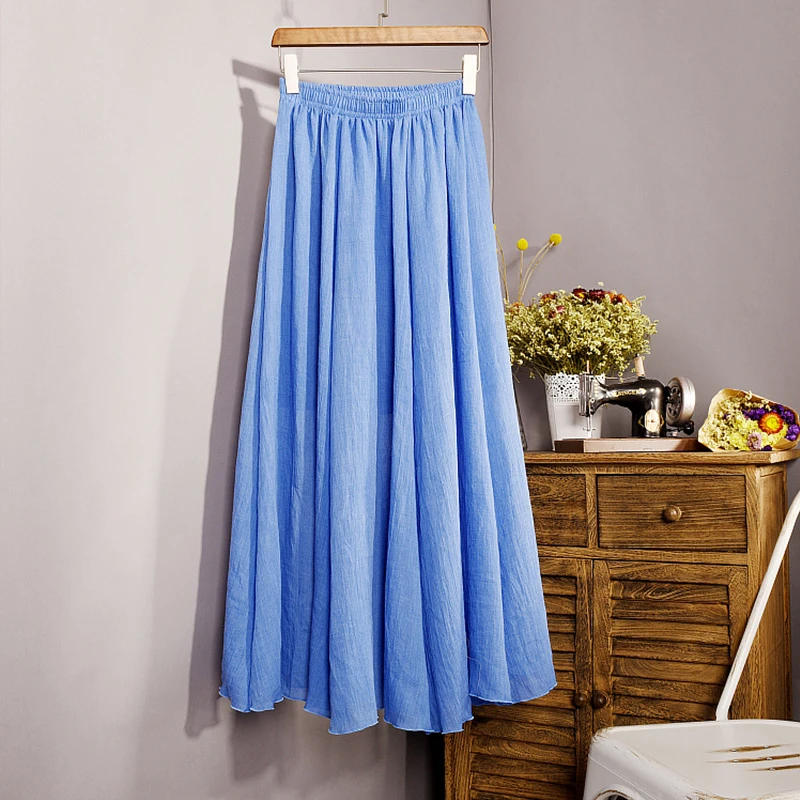 Solid Color Big Hem Elastic Waist Long Skirt Summer Women Cotton Linen Skirt Pleated A-line Pleated A-line Ladies Skirts
Solid Color Big Hem Elastic Waist Long Skirt Summer Women Cotton Linen Skirt Pleated A-line Pleated A-line Ladies Skirts