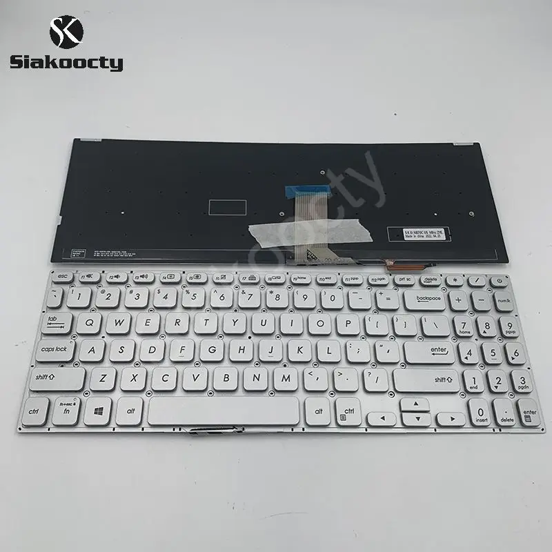 

Siakoocty New US Keyboard For ASUS VivoBook S15 S530UA S5300F/FN/UN X530/M K530/FA Y5100UB Silver Backlit Keyboard