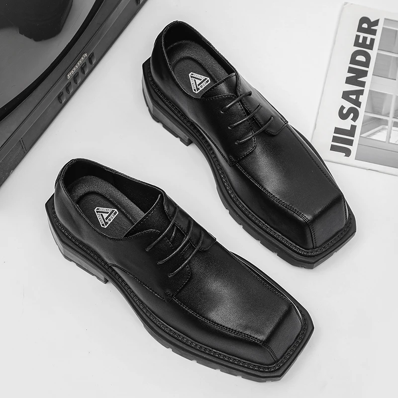 men luxury fashion natural leather shoes lace-up derby shoe black stylish square toe sneakers punk rock dress platform footwear
men luxury fashion natural leather shoes lace-up derby shoe black stylish square toe sneakers punk rock dress platform footwear