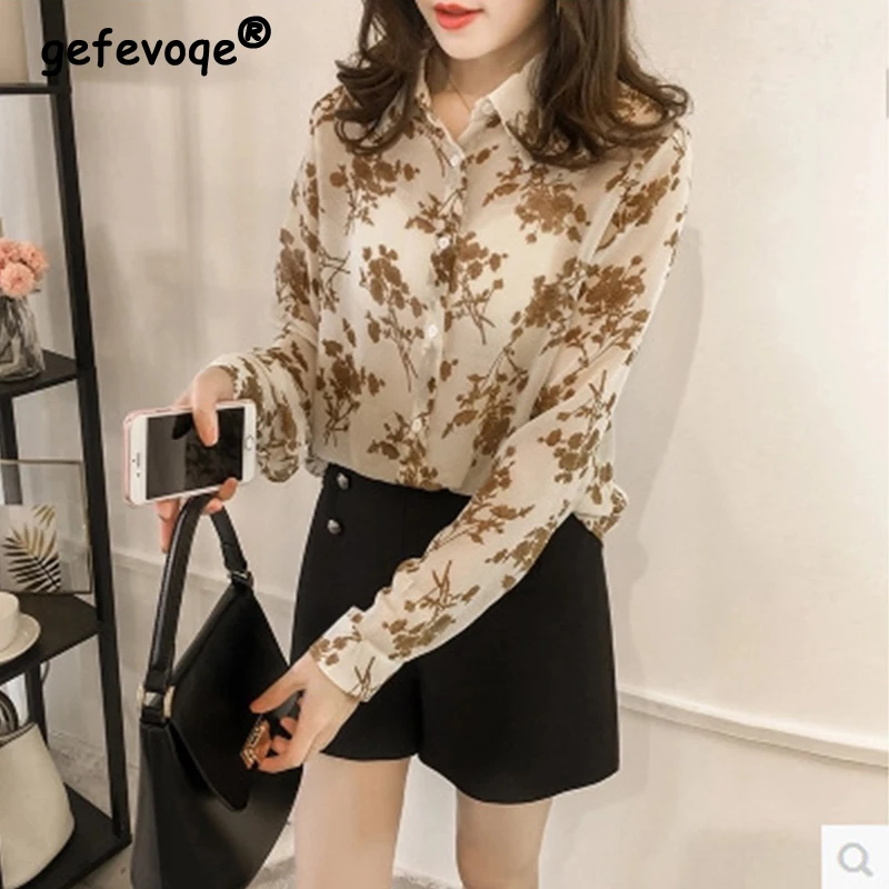 Spring Autumn Floral Print Oversized Casual Fashion Chiffon Blouse Femme Long Sleeve Temperament All-match Loose Shirt Top Women
Spring Autumn Floral Print Oversized Casual Fashion Chiffon Blouse Femme Long Sleeve Temperament All-match Loose Shirt Top Women