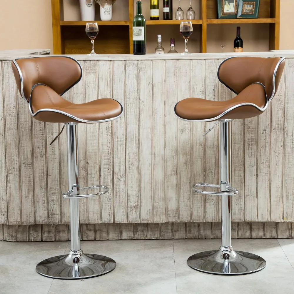 

Барный стул из искусственной кожи верблюжьей расцветки (набор из 2 шт.), барные стулья для кухни, стул, табурет, мебель