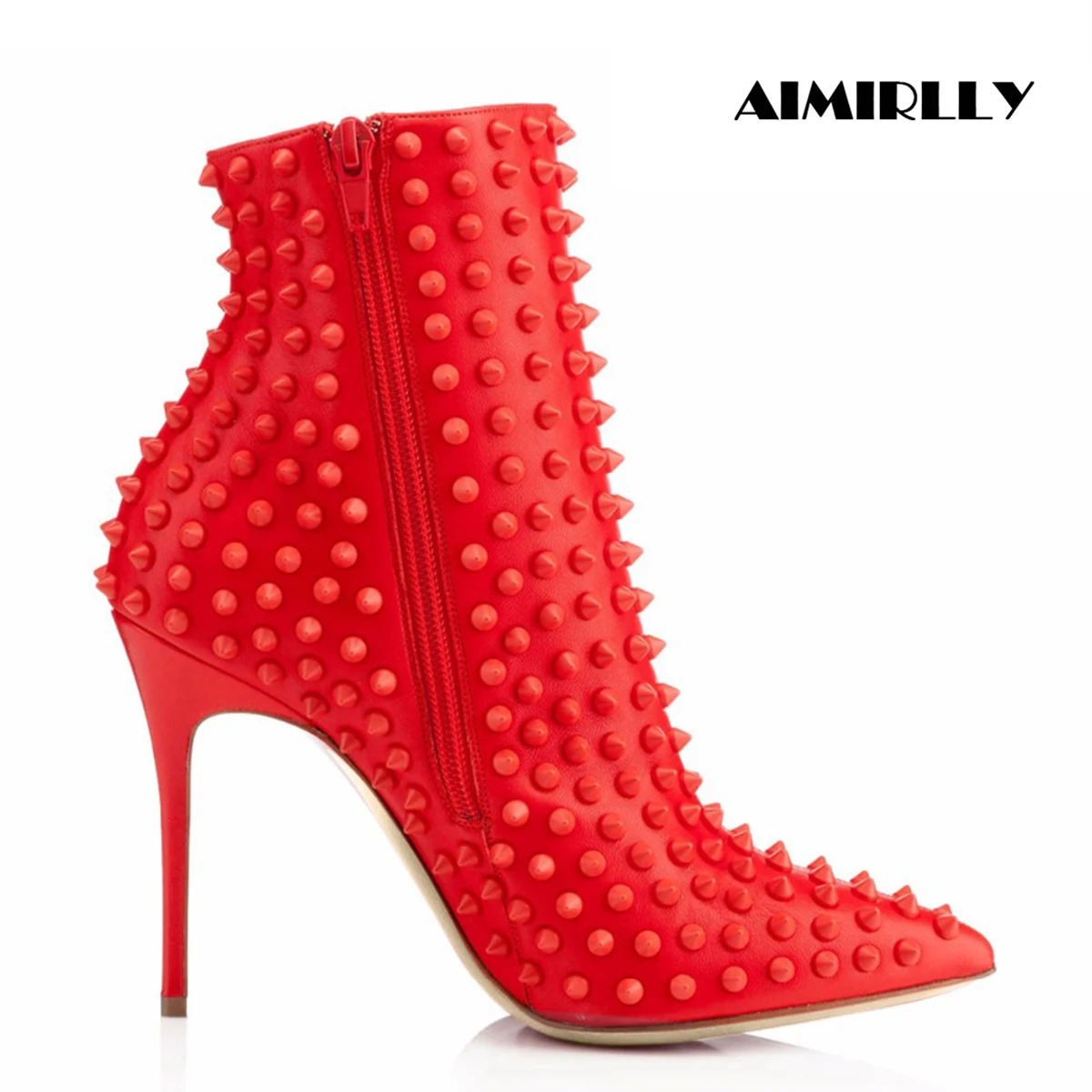 

Fashion Women's Shoes Pointed Toe High Heels Ankle Boots Spikes Booties Ladies Autumn Winter Outfit Footwear Black Red