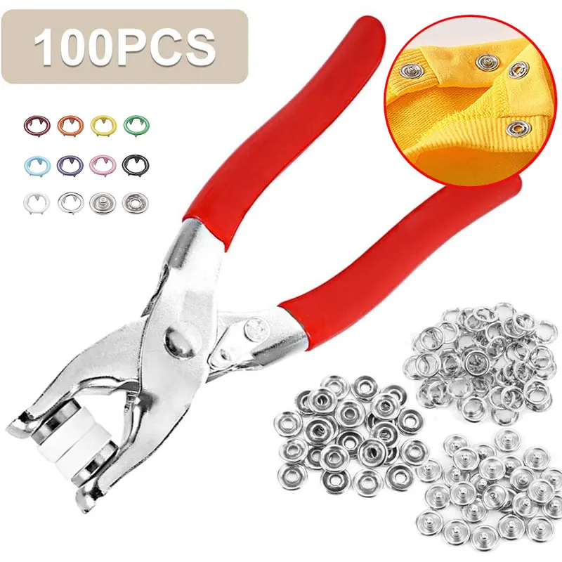 100Sets Metal Snaps Buttons Five Claw Hollow Buckle Fastener Pliers Press Tool for DIY Crafts Clothes Sewing Accessories
100Sets Metal Snaps Buttons Five Claw Hollow Buckle Fastener Pliers Press Tool for DIY Crafts Clothes Sewing Accessories