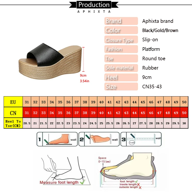 Aphixta Leather Summer Slides 9cm Wedge Heels Slippers Women Platform Mulers Sandals Clog Shoes Slides Big Size 43 21 Saaa7bf54218f4cfcb4e2aece449dffe5N