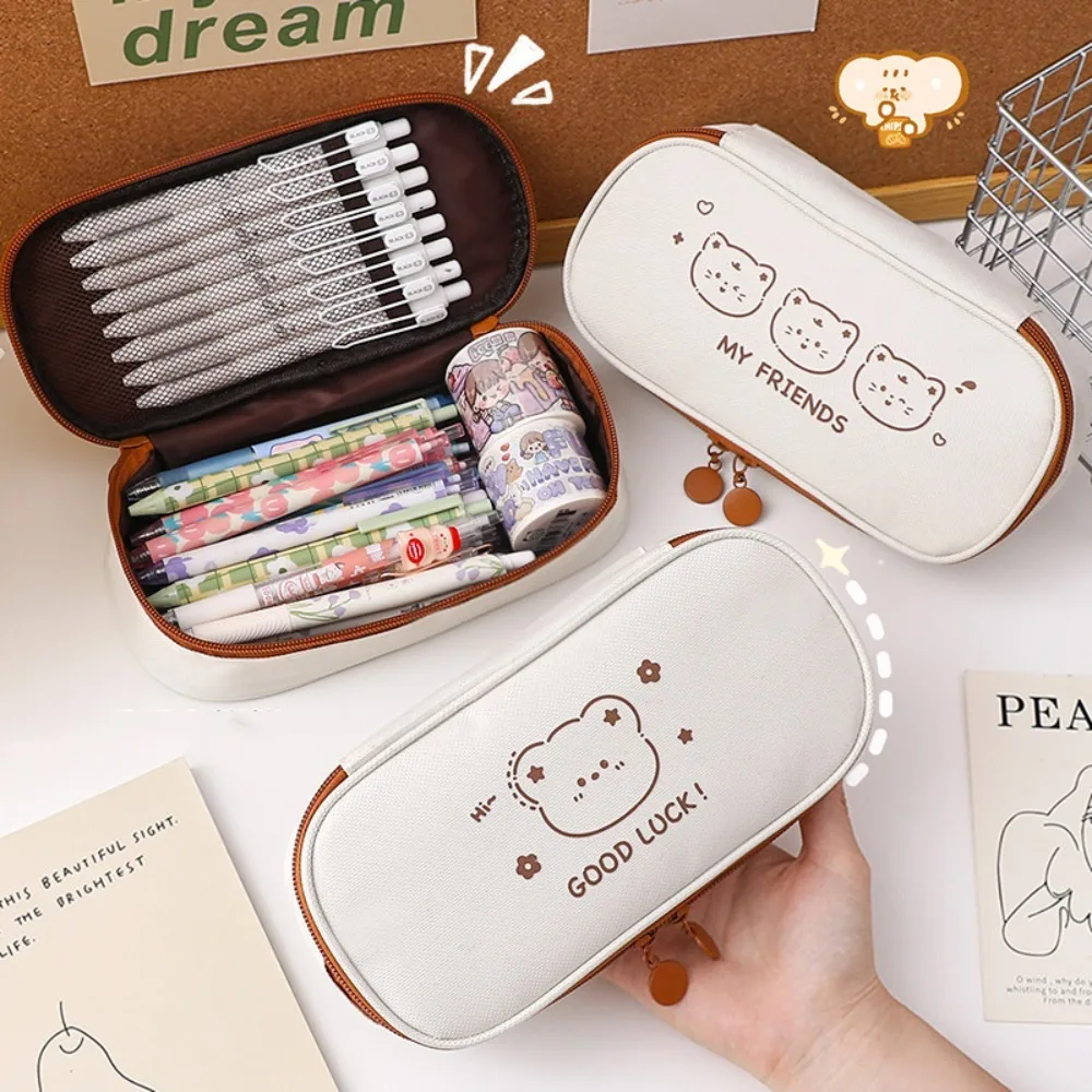 Large Capacity Bear Pencil Case Zipper Canvas Pencil Bag Kawaii Cat Dog Pencil Holder Student Supply Stationery Organizer
Large Capacity Bear Pencil Case Zipper Canvas Pencil Bag Kawaii Cat Dog Pencil Holder Student Supply Stationery Organizer