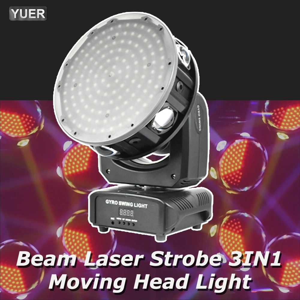 

NEW Mold DJ Disco Lights LED Beam Laser Strobe 3in1 Moving Head Gyro Swing Light DMX Nightclub Party Show Stage Lighting YUER