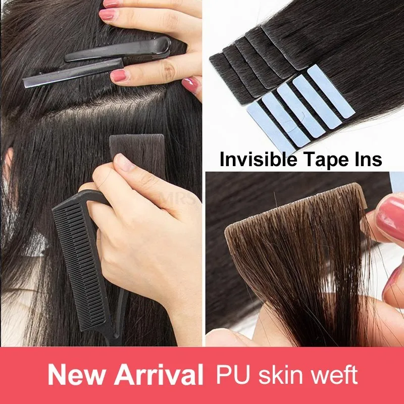 

Invisible Tape In Hair Extensions Seamless Pu Skin Weft Injection Human Hair Extensions Hand Tied Adhesives Tape Ins 10pcs/pack