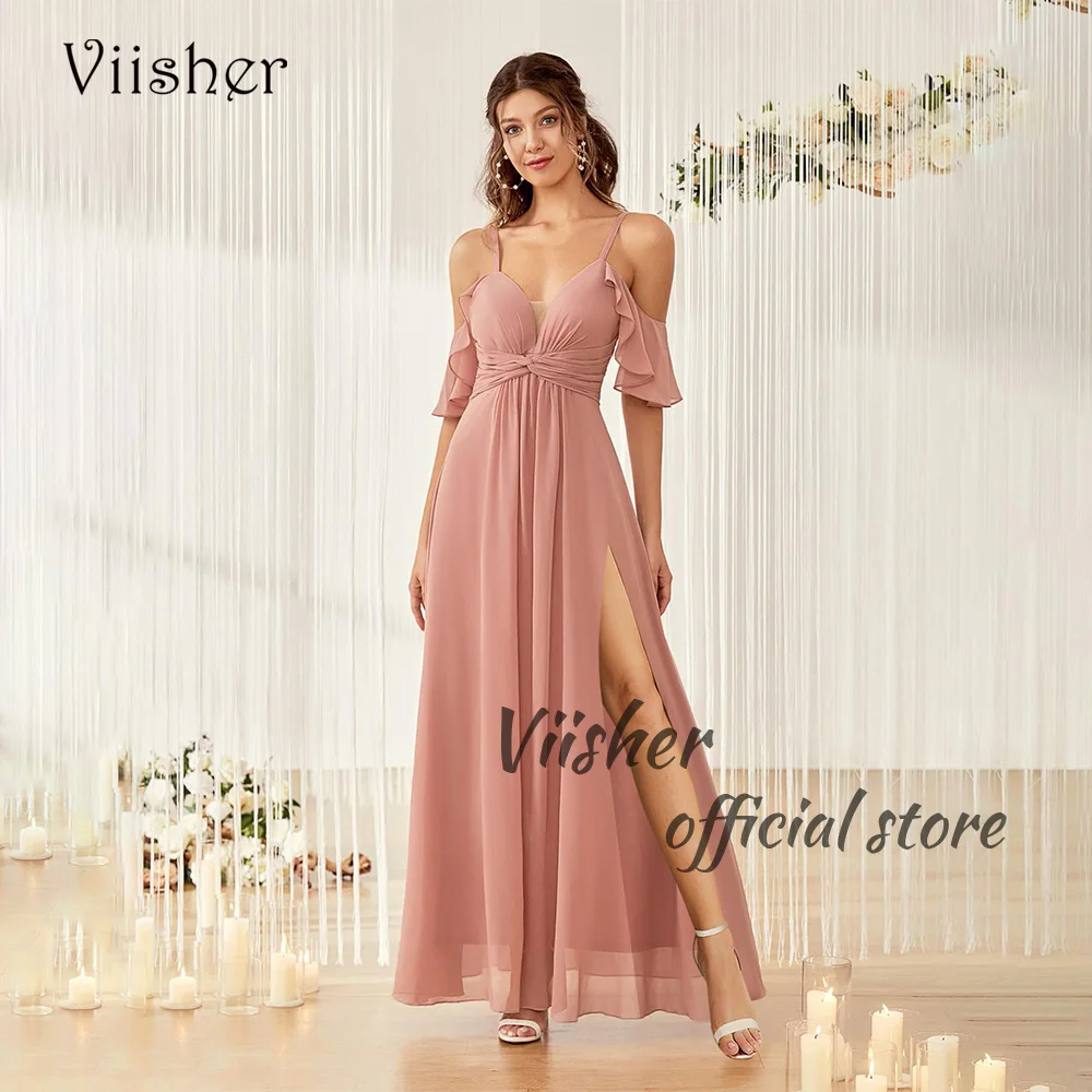Viisher Elegant Bridesmaid Dresses for Women Pleats Chiffon Spaghetti Straps V Neck Bridesmaid Dress with Slit Floor Length
Viisher Elegant Bridesmaid Dresses for Women Pleats Chiffon Spaghetti Straps V Neck Bridesmaid Dress with Slit Floor Length
