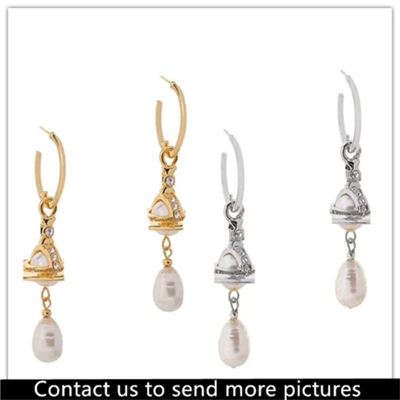 

S925 Silver Baroque Pearl Earrings Punk Style Classic Saturn Earrings Planet Earrings Sweet Temperament