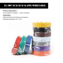 

Wholesale 1/5 Meters 1007 28 26 24 22 20 18 16 AWG # PVC RoHs Cable Equipment Electrical Wire AWM Tinned Conductor 300V