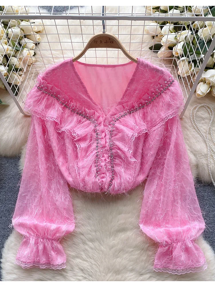 Женская Осенняя блузка в стиле французского Ретро, темпераментная атмосфера, Высококачественная дизайнерская нишевая рубашка с рукавами-фонариками и бриллиантами D5277
Женская Осенняя блузка в стиле французского Ретро, темпераментная атмосфера, Высококачественная дизайнерская нишевая рубашка с рукавами-фонариками и бриллиантами D5277