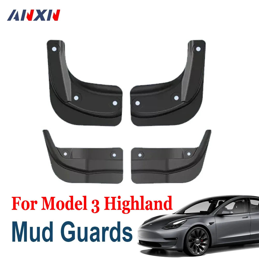 

Matte Black Splash Guards Mud Flaps for 2024 Tesla Model 3 Highland Mudflaps No Need to Drill Holes Mud Guard Accessories