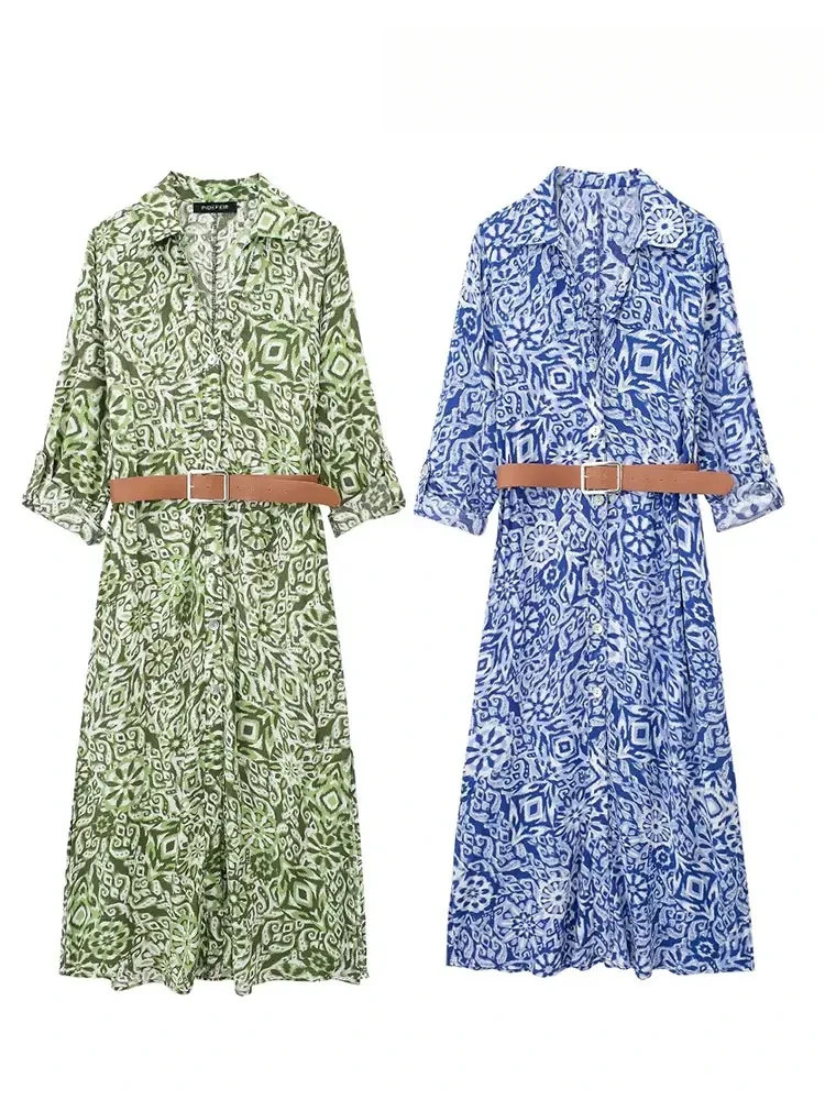 ASDS Women's Chic Printed Belt Shirt Dress Summer Retro V-Neck Single Breasted Women's Pleated Long Sleeve Dress Streetwear
ASDS Women's Chic Printed Belt Shirt Dress Summer Retro V-Neck Single Breasted Women's Pleated Long Sleeve Dress Streetwear
