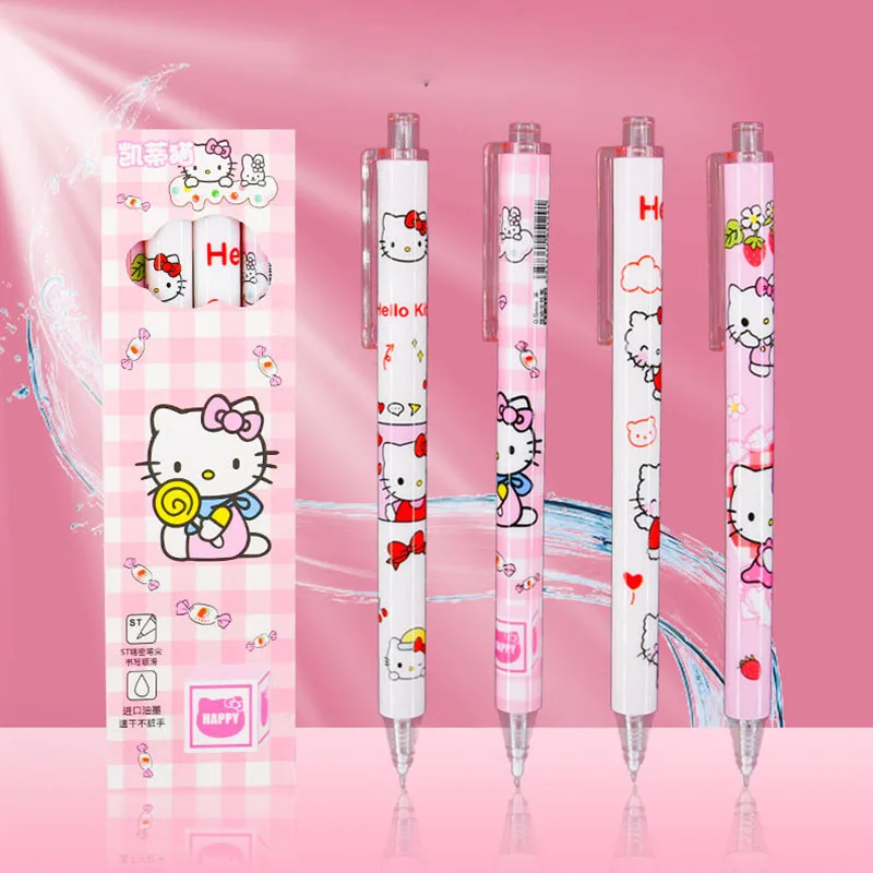 

12/36pcs Sanrio Kawaii Cat Press Gel Pen Set Cute 0.5mm Black Ink Signature Pens Promotional Gift Office School Supplies