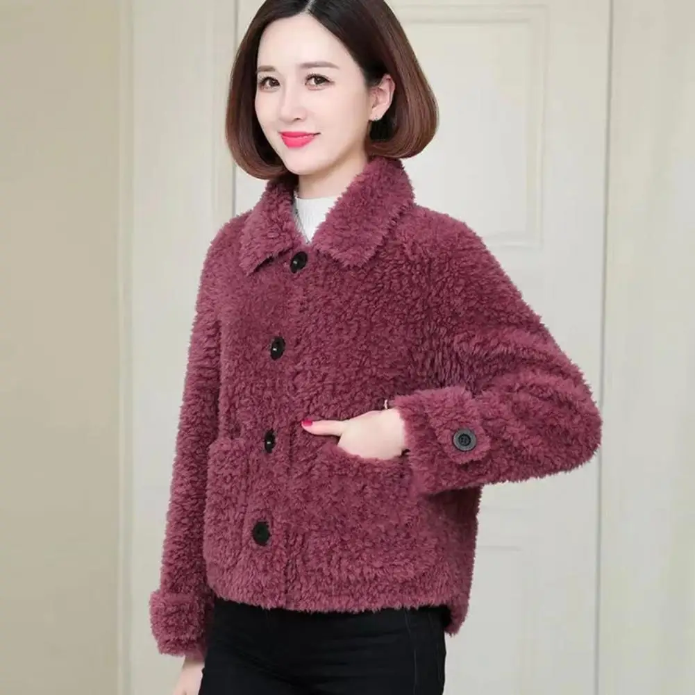 Women Plush Coat Stylish Streetwear Women's Faux Cashmere Short Coat with Lapel Long Sleeves Pockets Thickened Plush for Autumn
Women Plush Coat Stylish Streetwear Women's Faux Cashmere Short Coat with Lapel Long Sleeves Pockets Thickened Plush for Autumn