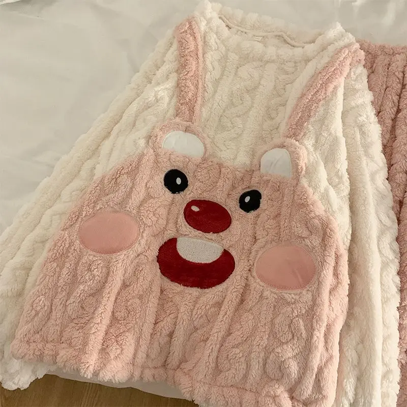 Kawaii Anime Loopy Dacron Pajamas Cute Cartoon Plush Long Sleeved Home Clothing Set Coral Velvet Sweet Thickening Warm for Girls
Kawaii Anime Loopy Dacron Pajamas Cute Cartoon Plush Long Sleeved Home Clothing Set Coral Velvet Sweet Thickening Warm for Girls