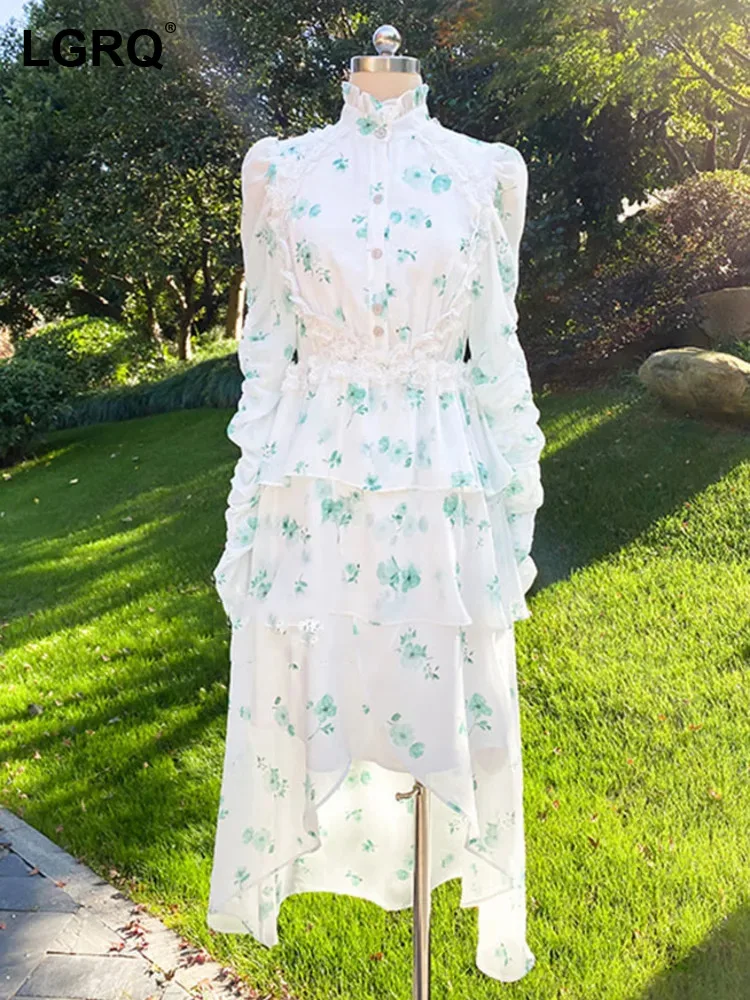 LGRQ Women's Dress Solid Printing Asymmetric Fashion Design Long Sleeve Stand Collar High Waist Elegant Dresses Female 3WQ9612
LGRQ Women's Dress Solid Printing Asymmetric Fashion Design Long Sleeve Stand Collar High Waist Elegant Dresses Female 3WQ9612