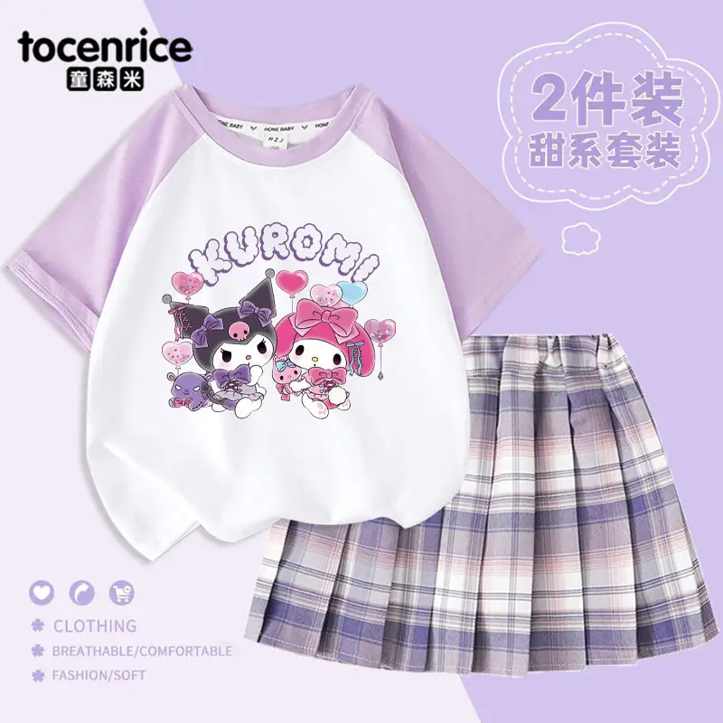 Girl Kuromi Jk Uniform Set Sanrio Kawaii Anime Short Sleeve Rainbow Skirt Summer Sweet Cute Babys Pleated Skirt Clothes Kid Gift
Girl Kuromi Jk Uniform Set Sanrio Kawaii Anime Short Sleeve Rainbow Skirt Summer Sweet Cute Babys Pleated Skirt Clothes Kid Gift