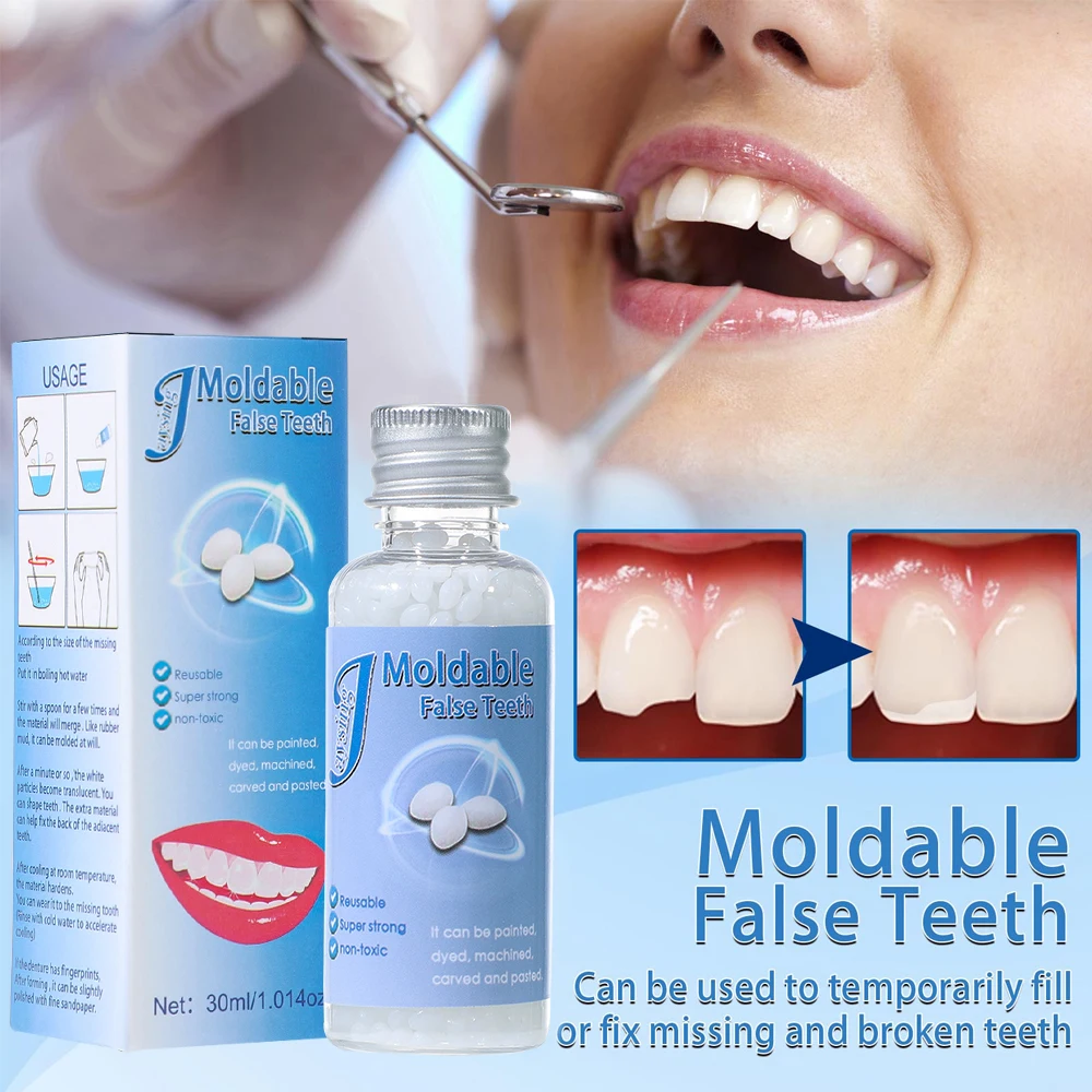 

30ml Shapeable Temporary Tooth Repair Granules Teeth Gaps Missing Broken Tooth False Teeth Filling Moldable Solid Glue
