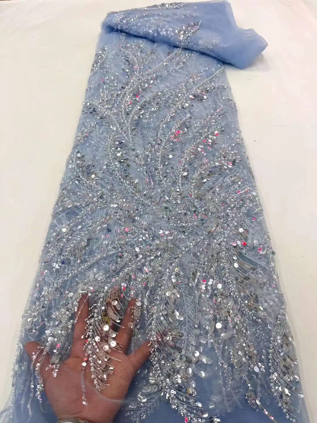 Bule African Lace Fabric 2023 High Quality French Lace Fabric Luxury Sequins Beads Nigerian Lace Fabric For Dress 5 Yards
Bule African Lace Fabric 2023 High Quality French Lace Fabric Luxury Sequins Beads Nigerian Lace Fabric For Dress 5 Yards