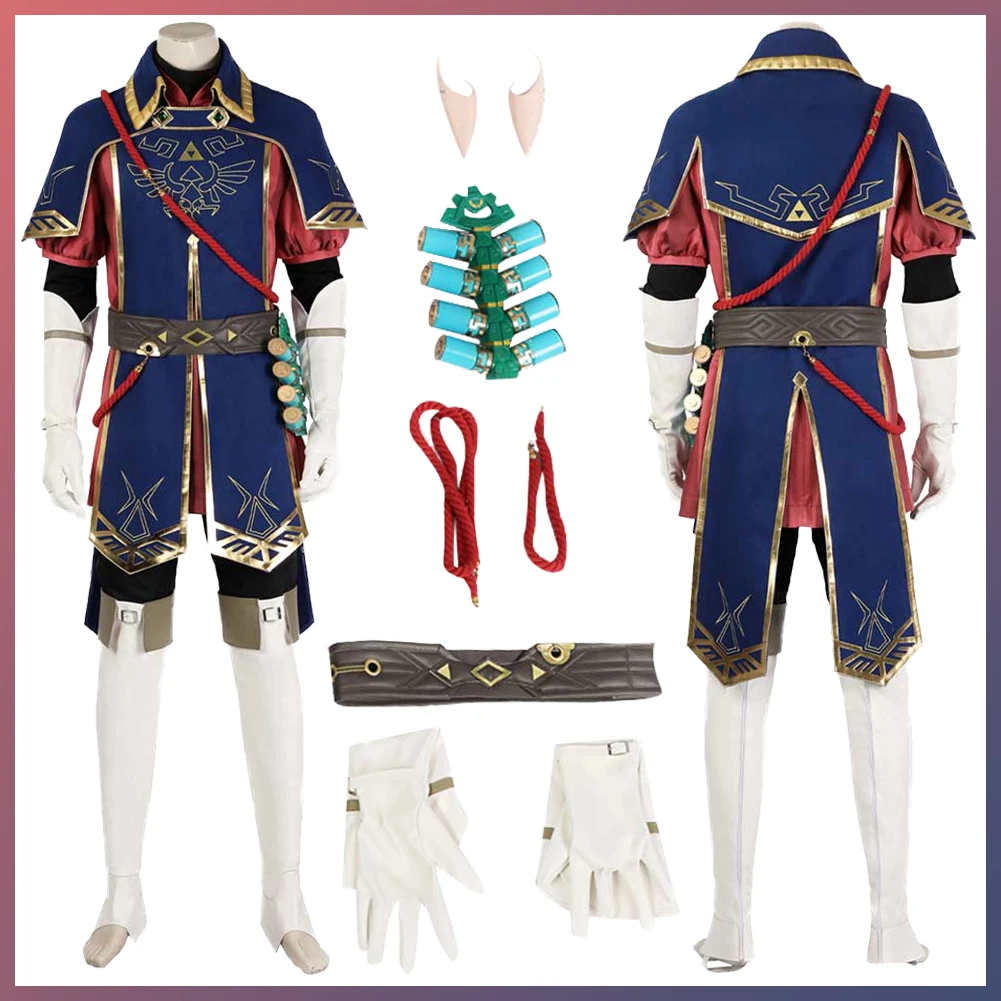 

Anime Game Zerda Costume Disguise Royal Guard Link Cosplay Fantasy Hat Elf Ears Men Halloween Roleplay Fantasia Clothes