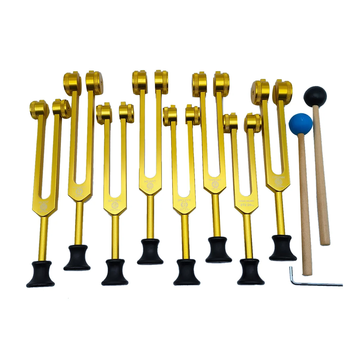 

Tuning Forks Set for Healing,Sound Therapy(126.22 Hz,136.1 Hz,141.27 Hz,172.06 Hz,194.18 Hz,210.42 Hz,221.23Hz) Gold