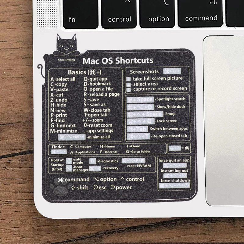 

Черная наклейка на клавиатуру для Mac, ярлыки для компьютера, съемные наклейки, быстрое обучение и офис