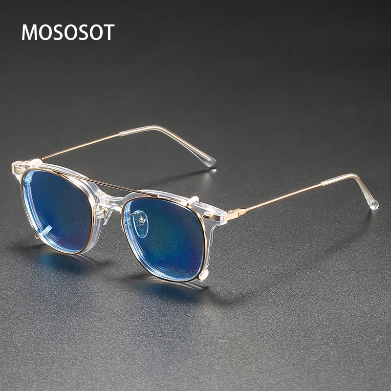 

Steampunk Clip On Sunglasses Men TR90 Eyeglasses Frame Women Driver's Goggles Anti Blue Light Glasses Polarizing Clips