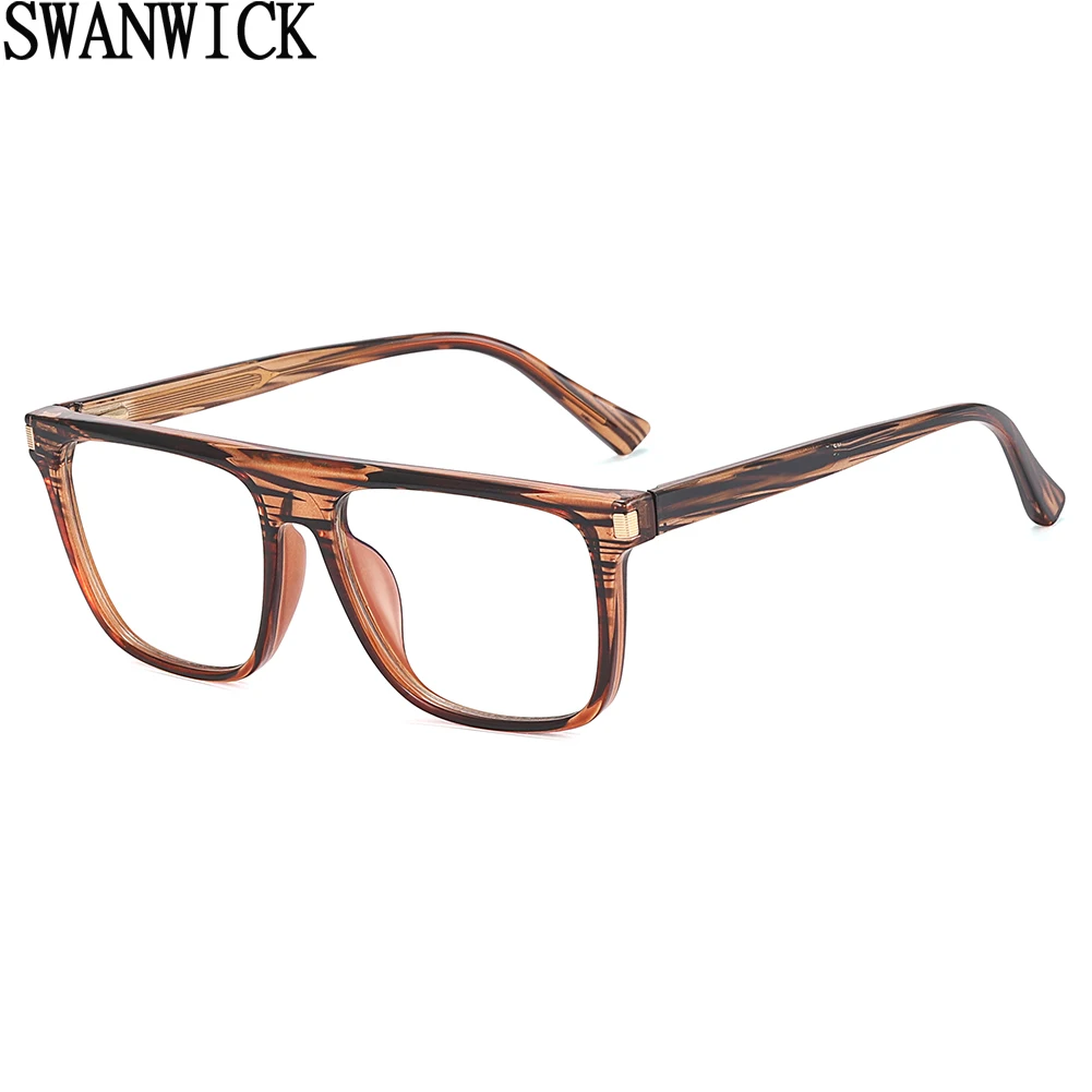 

Swanwick TR90 anti blue light glasses for women light weight clear lens square glasses frames men transparent black acetate