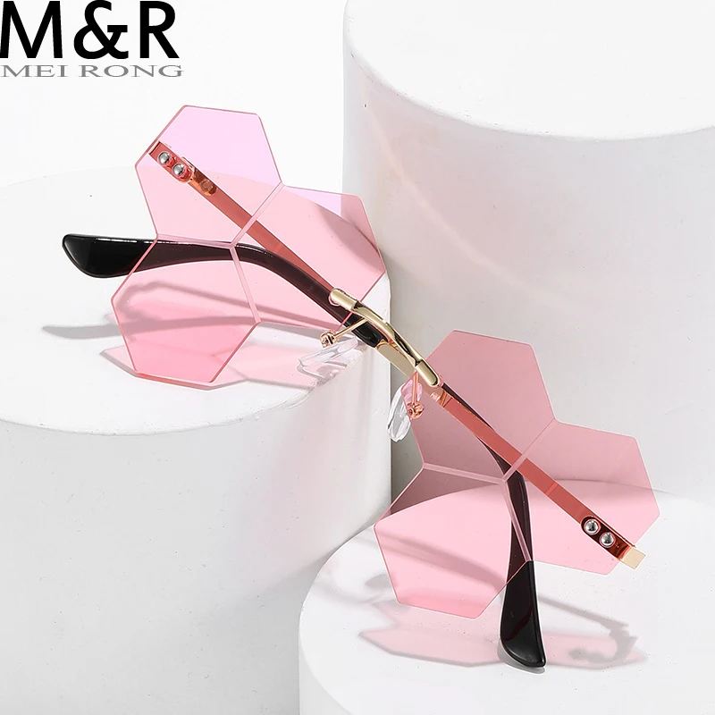 

2023 New hip-hop Polygon Irregular Sunglasses Women Retro Rimless Ocean Colour Lens Men Shades UV400 Diamonds Sun Glasses