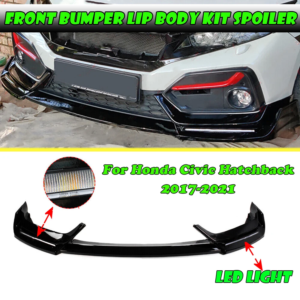 Car Front Bumper Lip Splitter Diffuser Lip Body Kit Spoiler With LED Day Light Protector For Honda Civic Si/HATCHBACK 2017-2021
Car Front Bumper Lip Splitter Diffuser Lip Body Kit Spoiler With LED Day Light Protector For Honda Civic Si/HATCHBACK 2017-2021