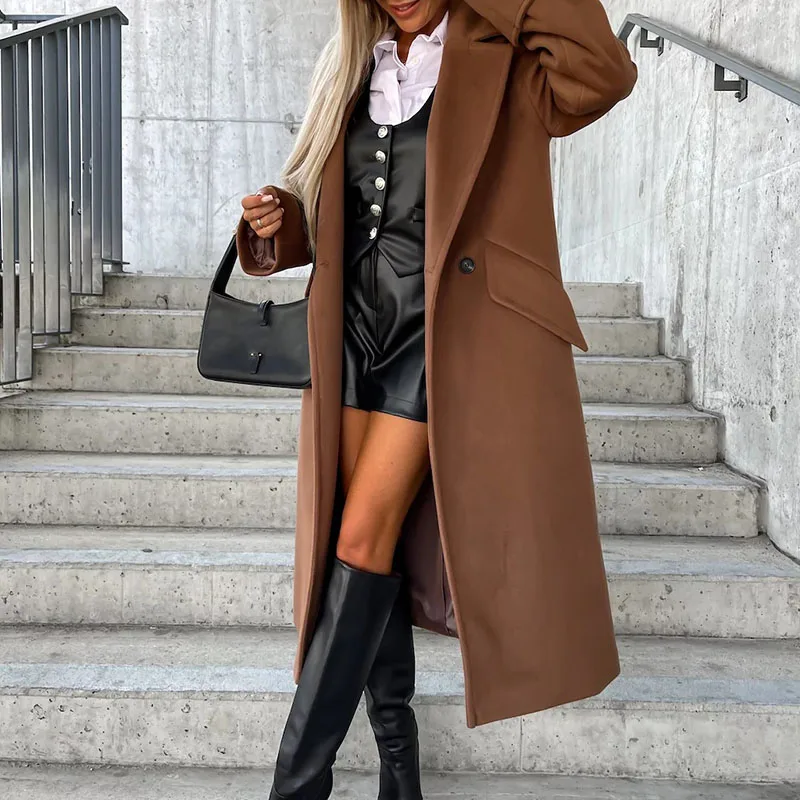 Winter Fashion Turn Down Collar Long Overcoat Korean Elegant Autumn Pocket Straight Jackets Women Solid Vintage Woolen Coats
Winter Fashion Turn Down Collar Long Overcoat Korean Elegant Autumn Pocket Straight Jackets Women Solid Vintage Woolen Coats