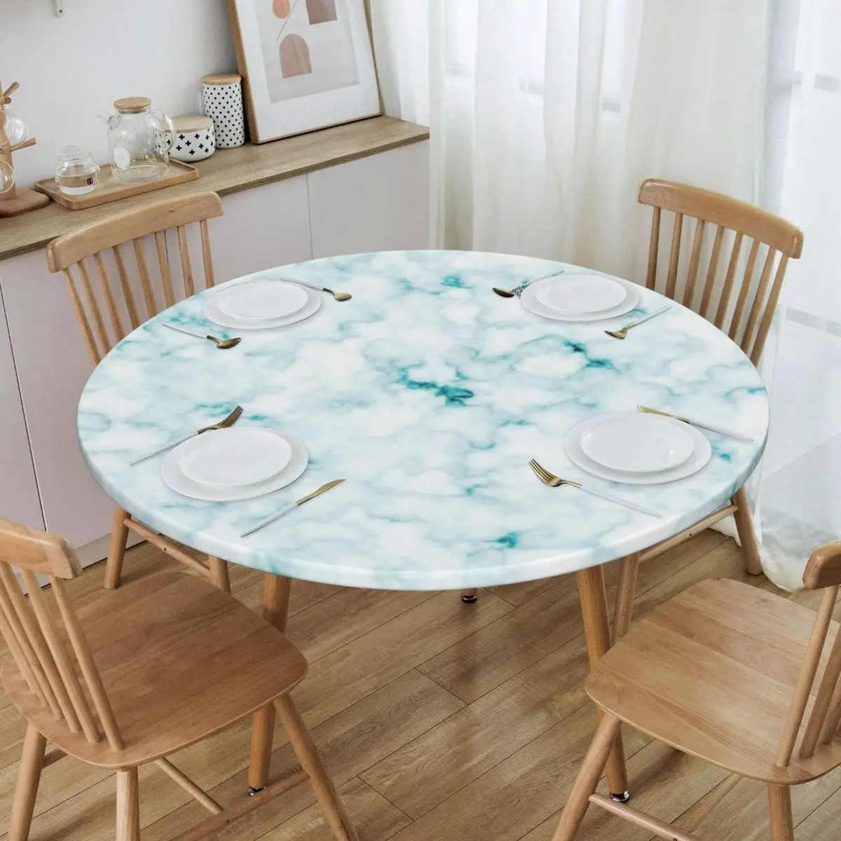 Round Waterproof Oil-Proof Blue Texture Marble Tablecloth Backed Elastic Edge Table Cover 45"-50" Fit Chic Elegant Table Cloth
Round Waterproof Oil-Proof Blue Texture Marble Tablecloth Backed Elastic Edge Table Cover 45"-50" Fit Chic Elegant Table Cloth