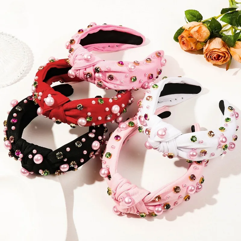 Luxury Crystal Rhinestones Pearls Hairband Women Headwear Wide Knotted Headbands Hair Loop Girls Hair Accessories
Luxury Crystal Rhinestones Pearls Hairband Women Headwear Wide Knotted Headbands Hair Loop Girls Hair Accessories