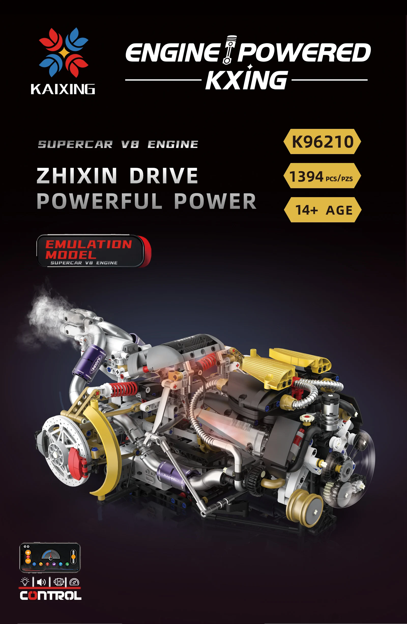 1394Pcs Technical Car Part Building Block The Motorzed V8 Engine Model Set With LED Light Assembly Brick Toys Kid Christmas Gift 1394Pcs Technical Car Part Building Block The Motorzed V8 Engine Model Set With LED Light Assembly Brick Toys Kid Christmas Gift