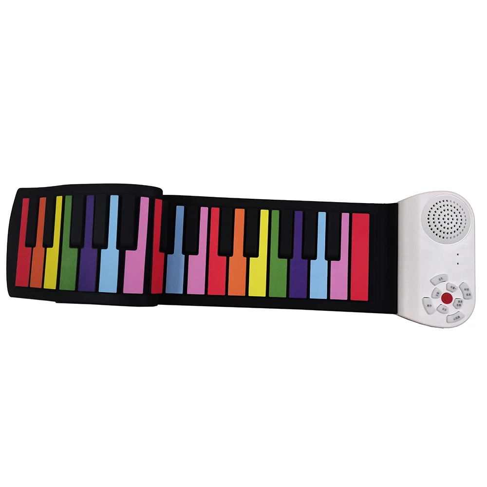

Hot selling 49 key roll up Flexible portable foldable Rainbow color rolled digital electronic keyboard piano