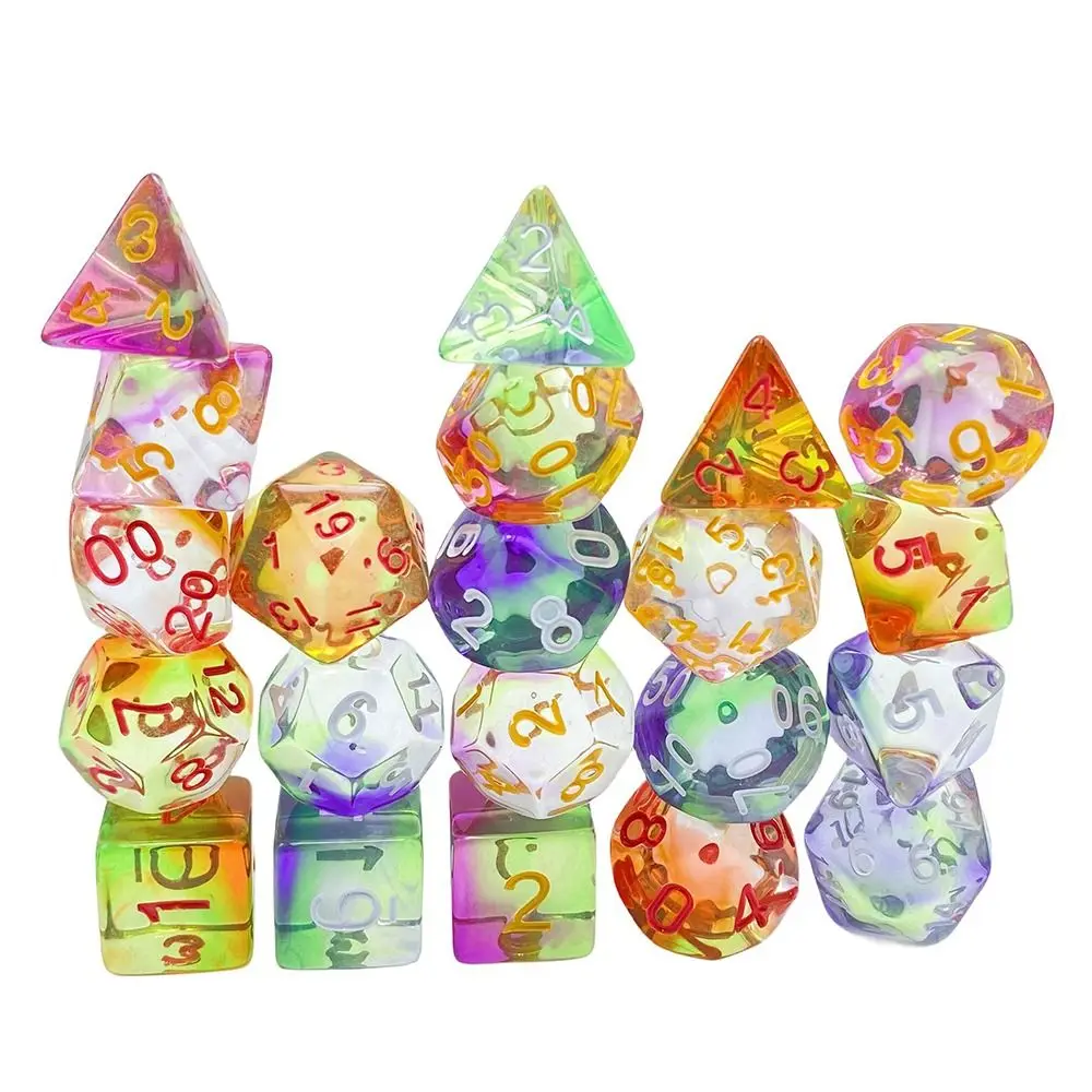 7Pcs/Set 7-Die Table Game DND Dice D4 D6 D8 D10 D12 D20 Party Game Polyhedral Dice Acrylic Transparent Three Color Game Dice
7Pcs/Set 7-Die Table Game DND Dice D4 D6 D8 D10 D12 D20 Party Game Polyhedral Dice Acrylic Transparent Three Color Game Dice