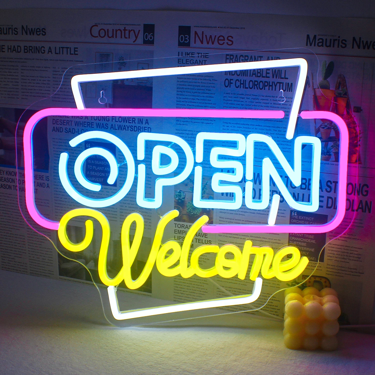 

Open Welcome Neon Signs For Wall Decor Lamp LED Light Up Sigh USB Glow Bar Party Cafe Festa Room Decorations Hanging Wall Art